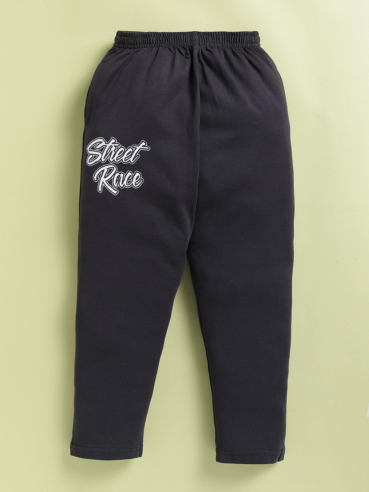 BISKID Cotton Knit Full Sleeves Street Race Text Printed Tshirt & Pant