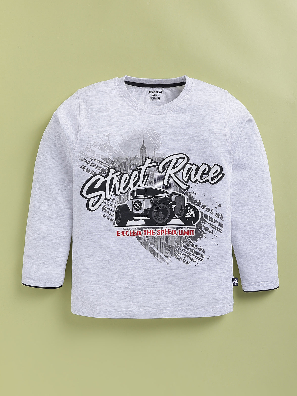 BISKID Cotton Knit Full Sleeves Street Race Text Printed Tshirt & Pant
