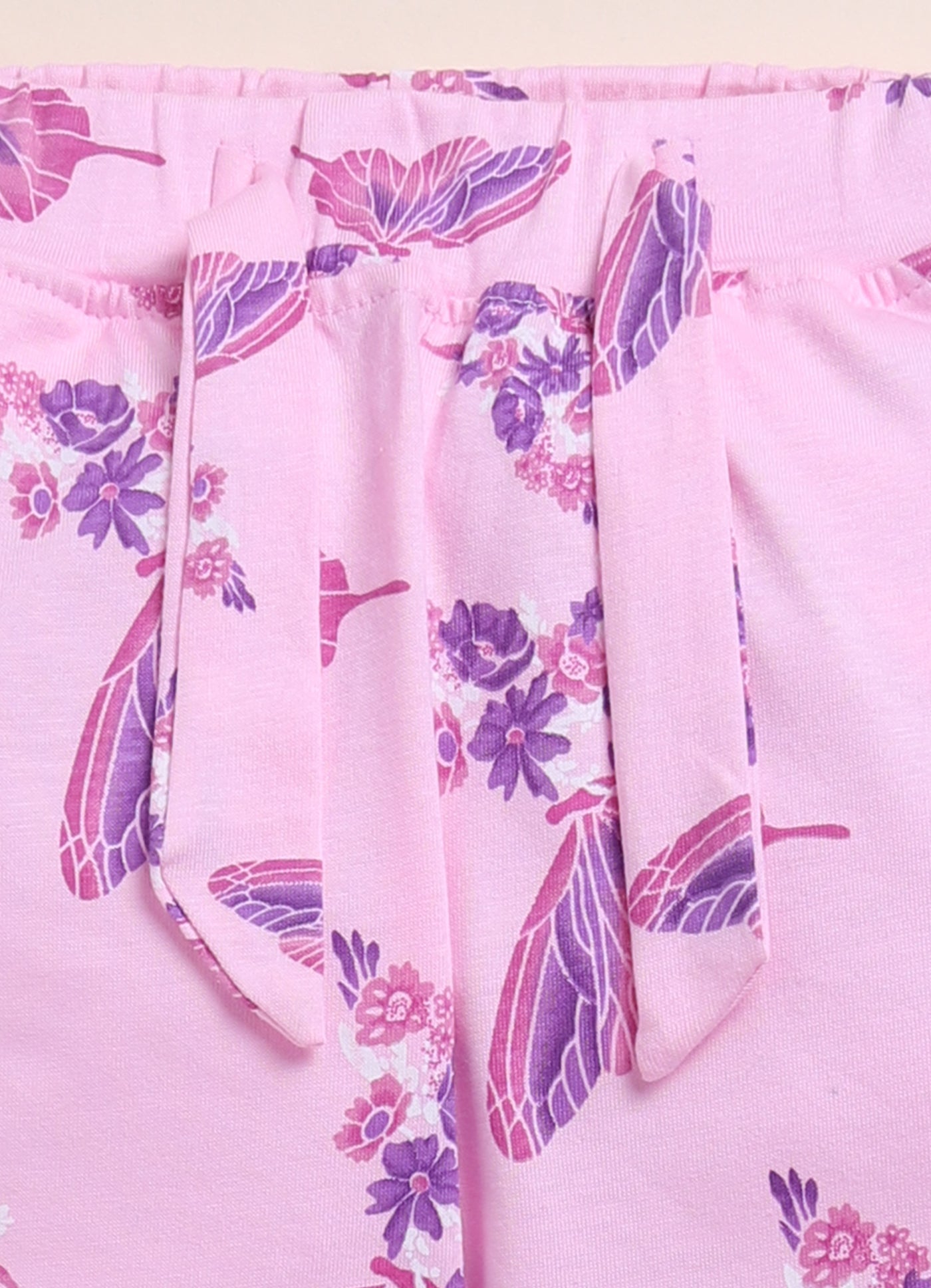 Biskid Girls Butterfly & Floral Print Casual Long Pants - Pink