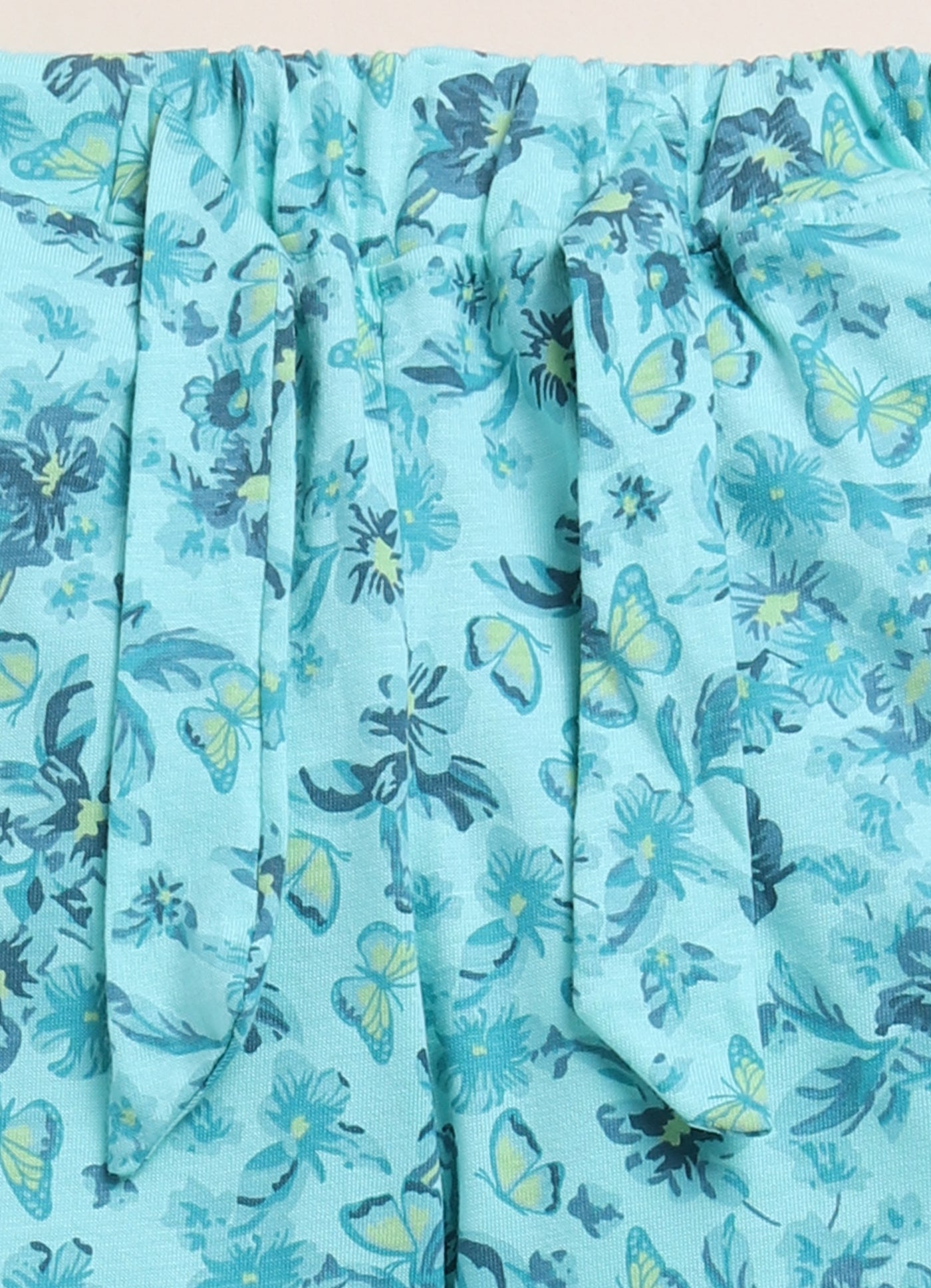 Biskid Girls Floral & Butterfly Print Casual Long Pants - Powder Blue