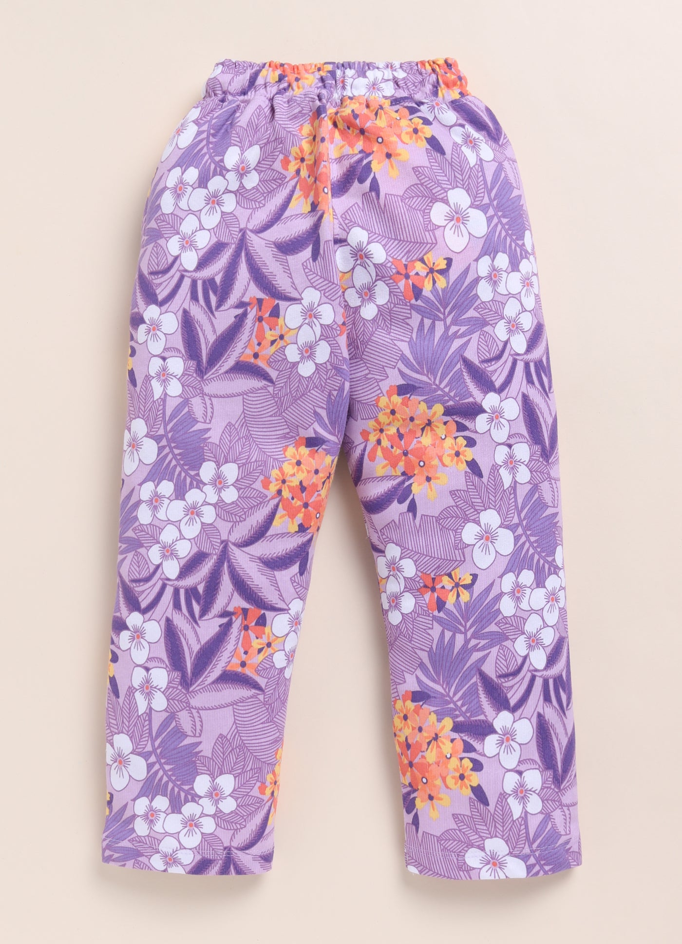 Biskid Girls Tropical Floral Print Cozy Fleece Joggers - Purple
