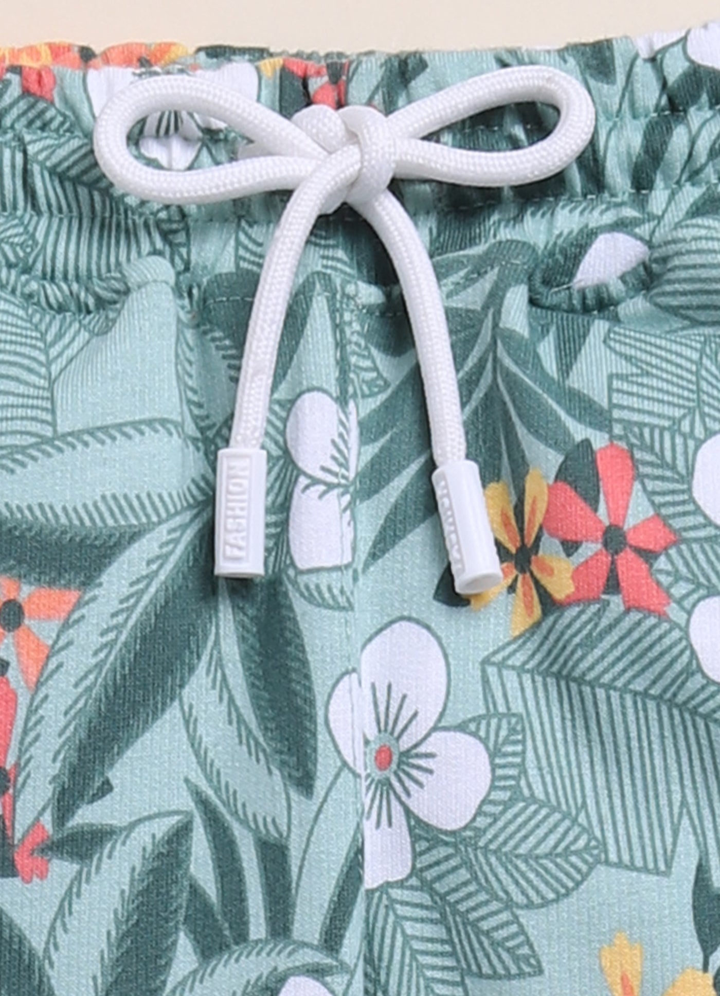 Biskid Girls Tropical Floral Print Cozy Fleece Joggers - Mint Green