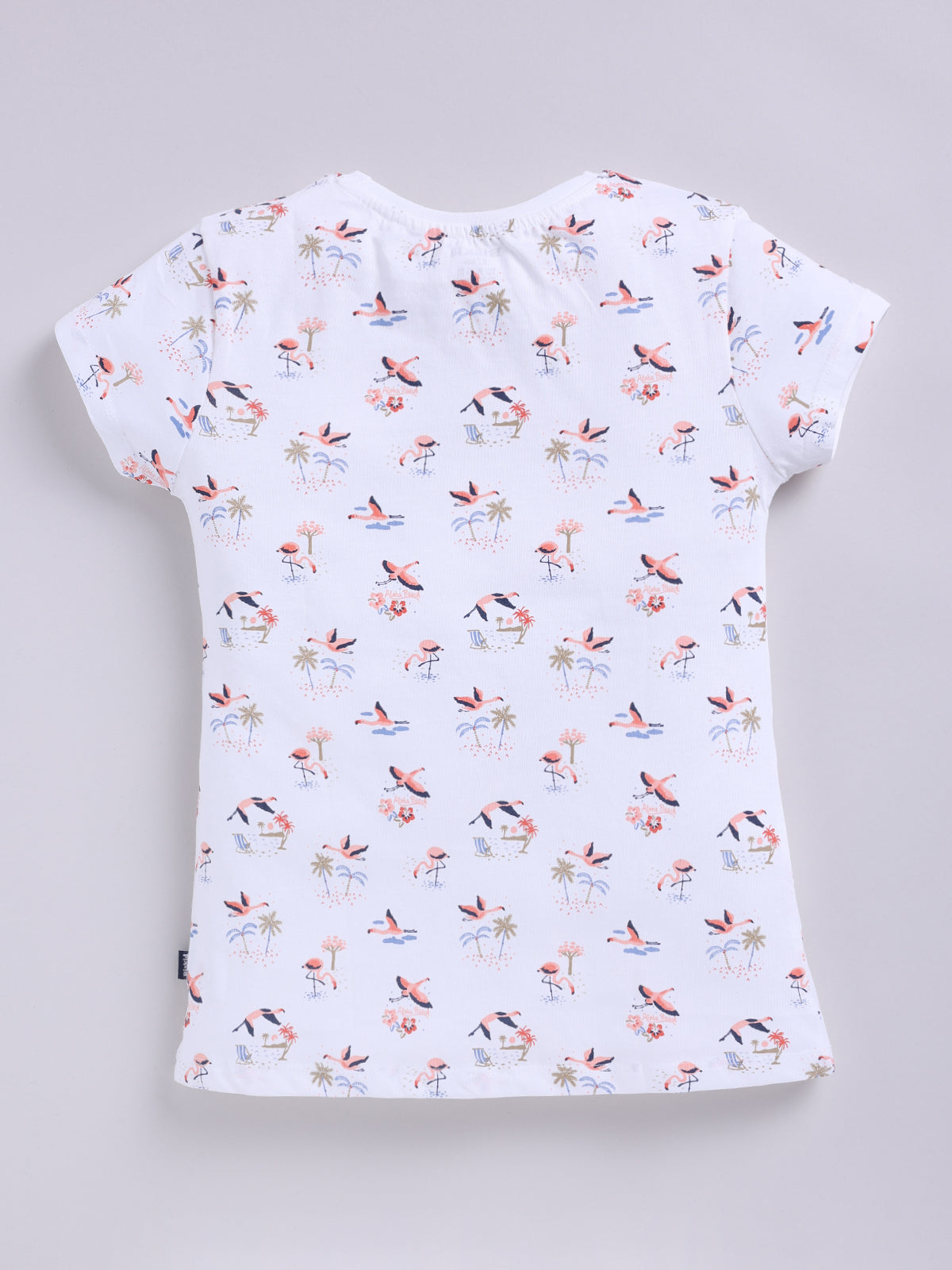Biskid Girls "Aloha Hawaii" Tropical Flamingo Print T-Shirt - White