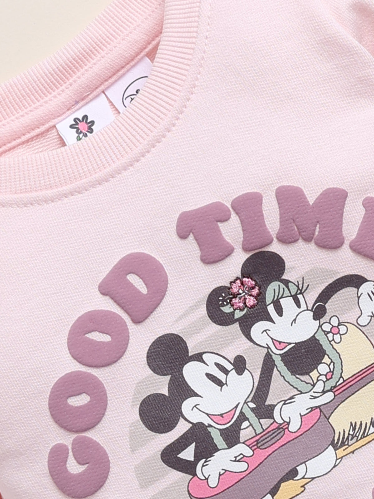 Annie Girls "Good Times Aloha" Mickey & Minnie Mouse Long-Sleeve Clothing Set - Pink