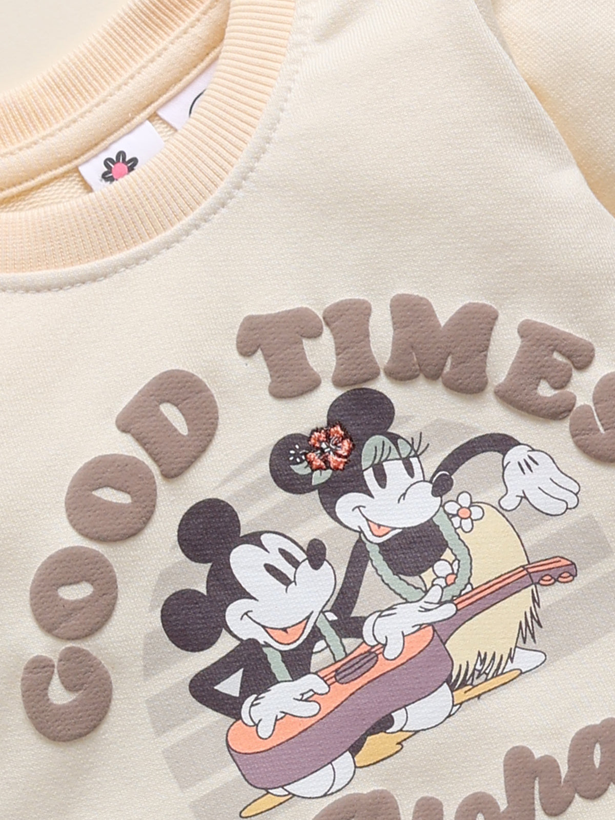 Annie Girls "Good Times Aloha" Mickey & Minnie Mouse Long-Sleeve Clothing Set - Cream