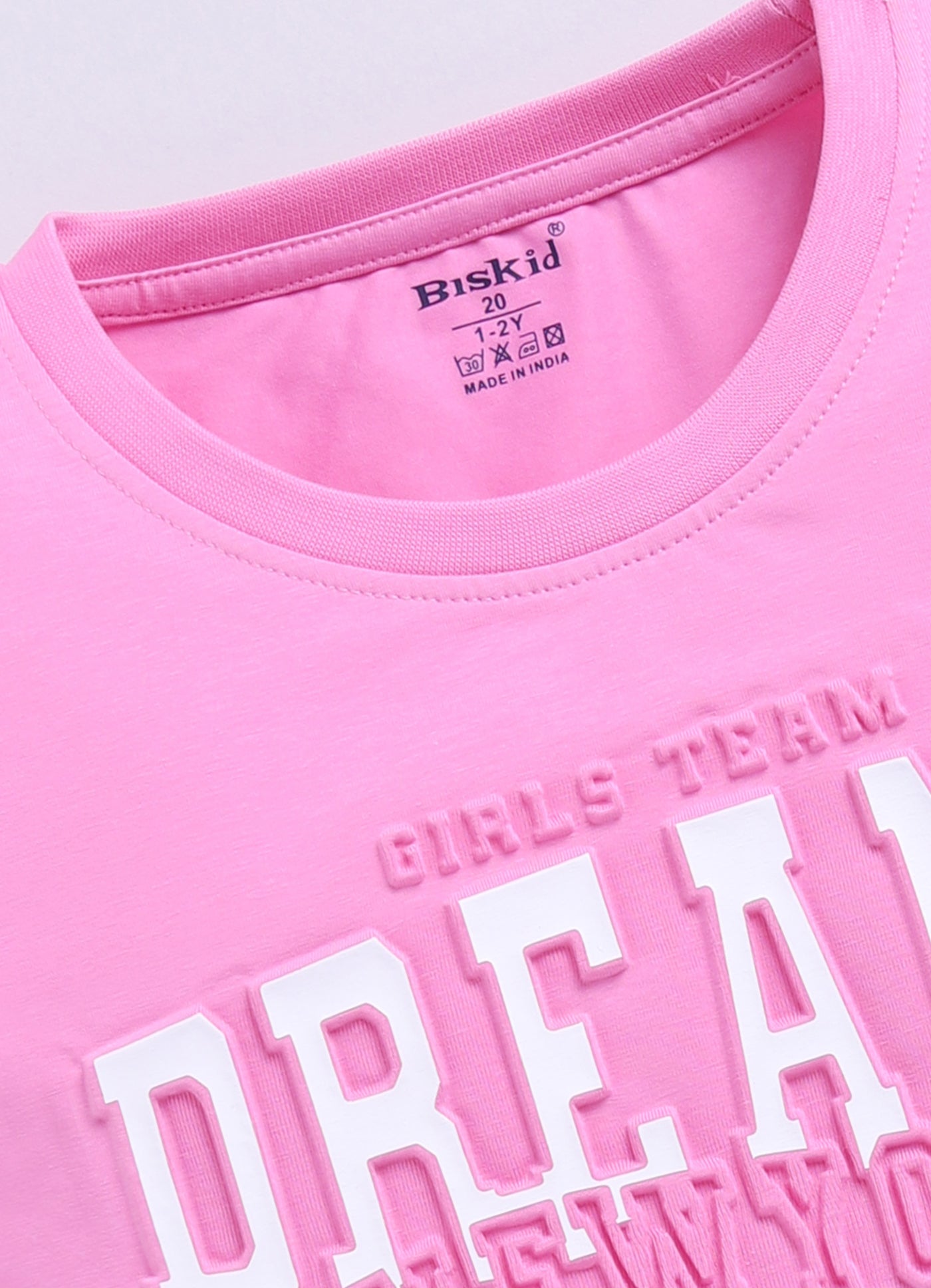 Biskid Girls "DREAMS NEW YORK" Dark Pink and "GAME ON" Lemon Yellow Casual Cotton Crop Top Combo (Pack of 2)