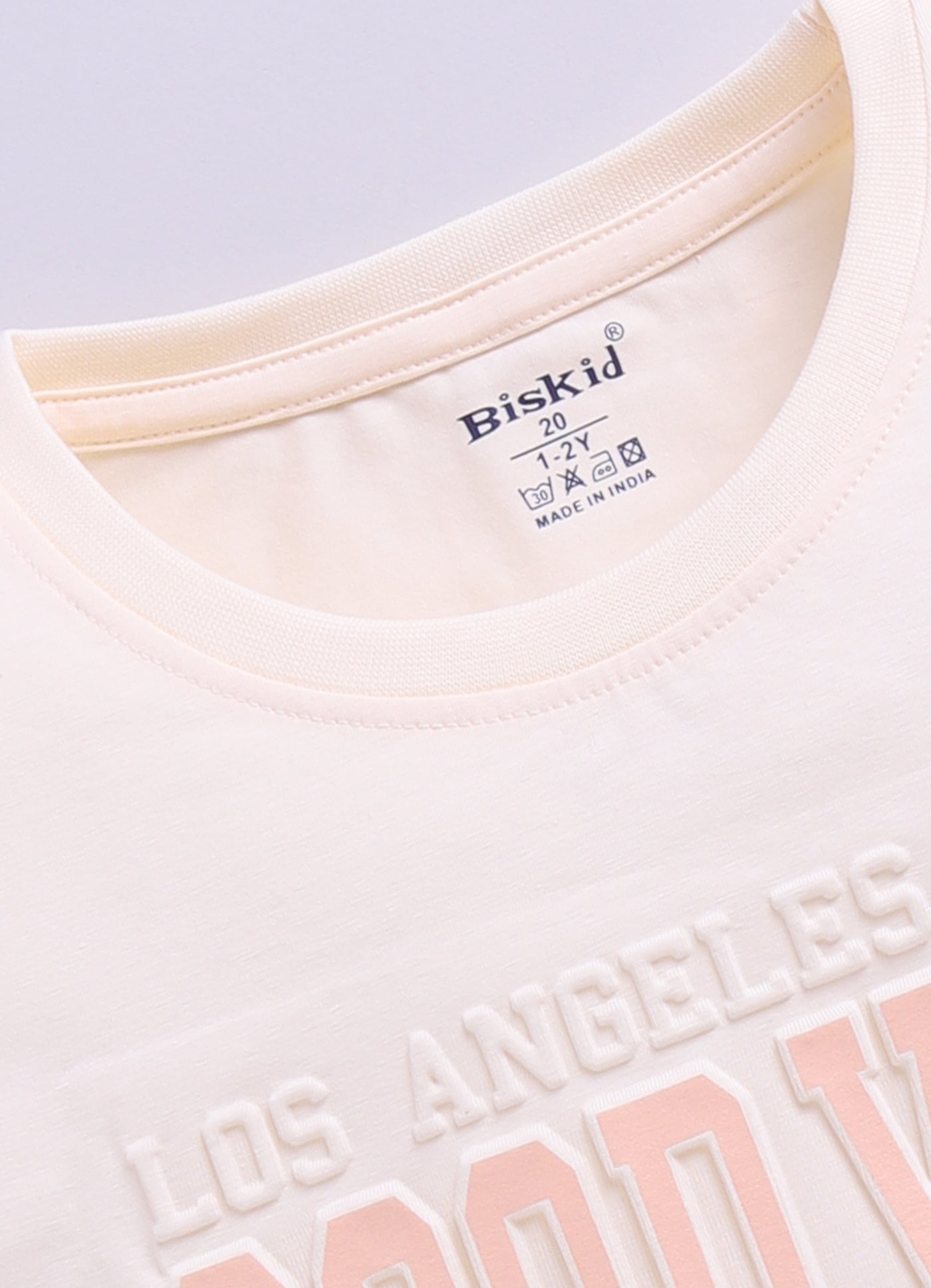 Biskid Girls "GAME ON" Dark Peach and "GOOD VIBE 1998" Cream Casual Cotton Crop Top Combo (Pack of 2)