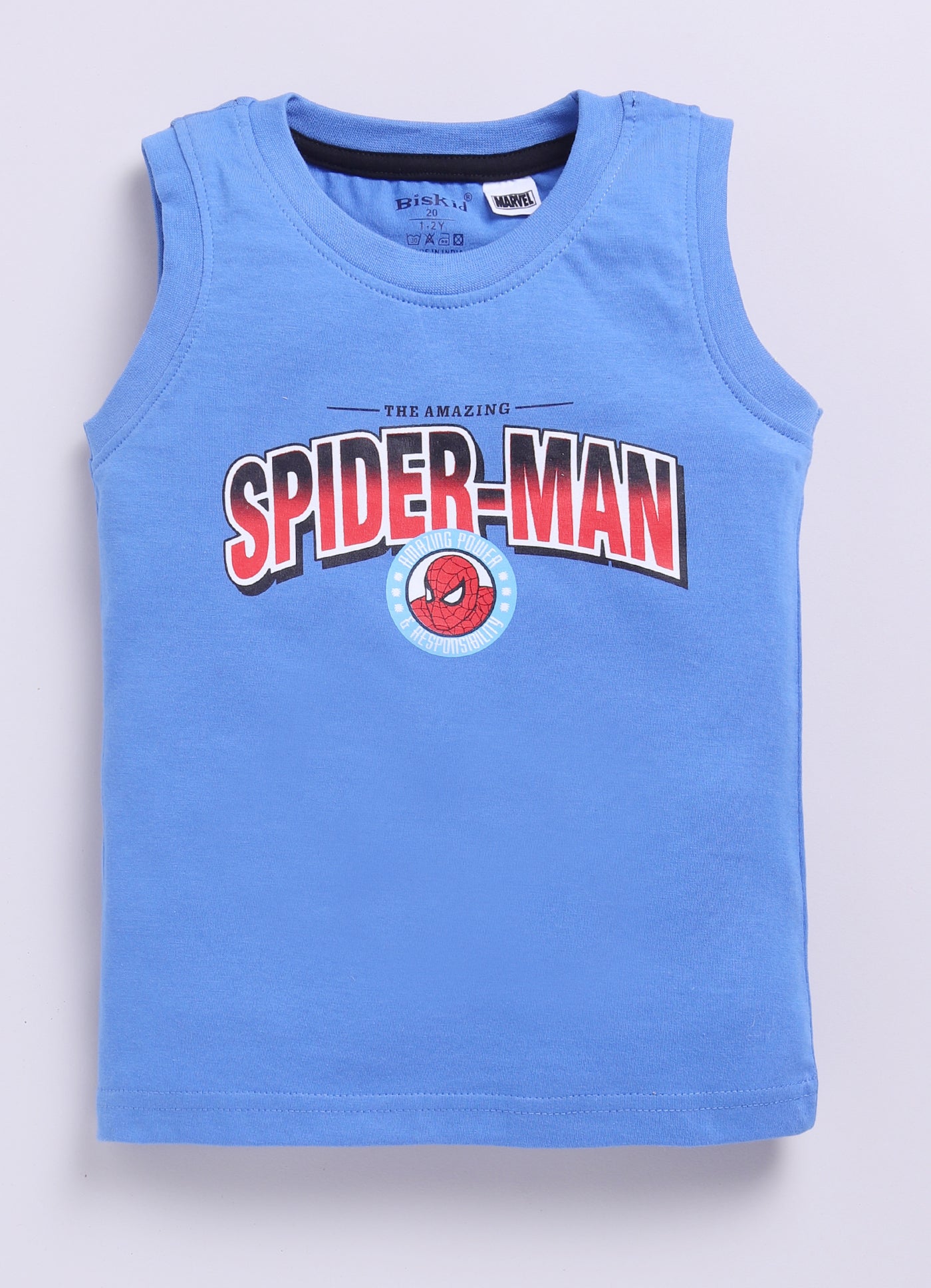 Biskid Boys Marvel Spider-Man and Captain America Graphic Sleeveless Vest Combo (Pack of 2)