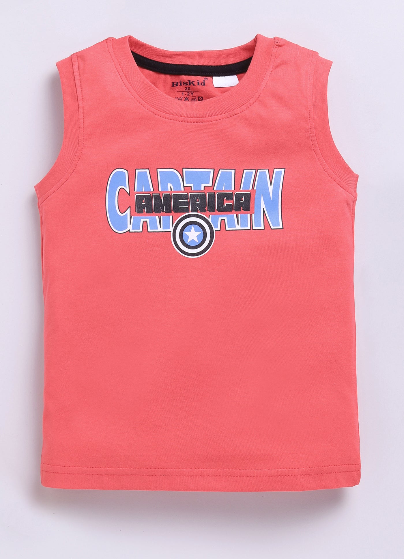 Biskid Boys Marvel Spider-Man and Captain America Graphic Sleeveless Vest Combo (Pack of 2)