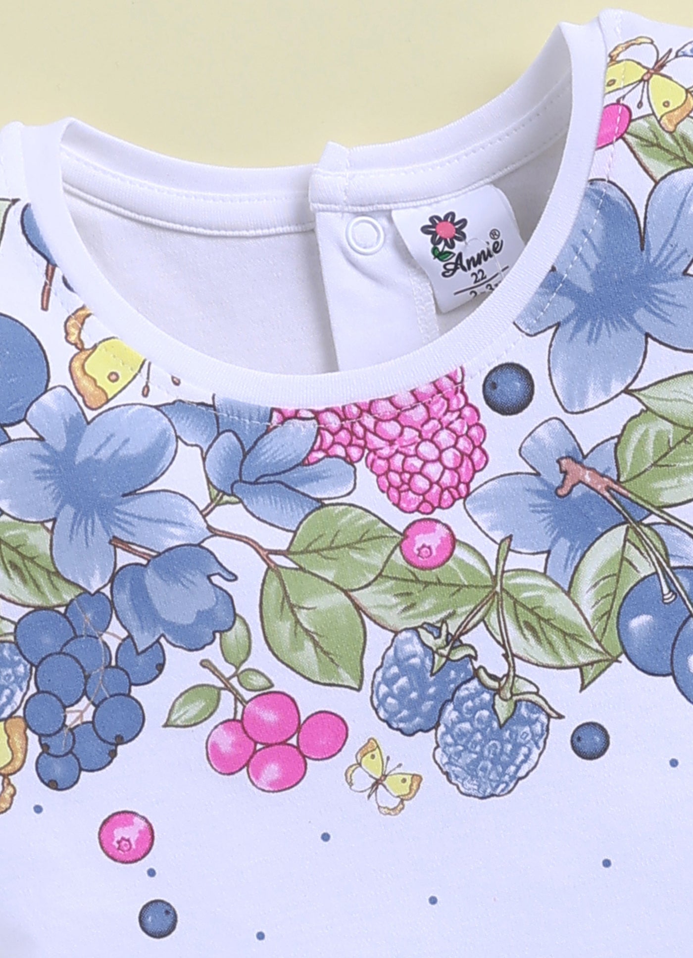 Annie Girls Floral & Berry Print Top and Blue Shorts Set