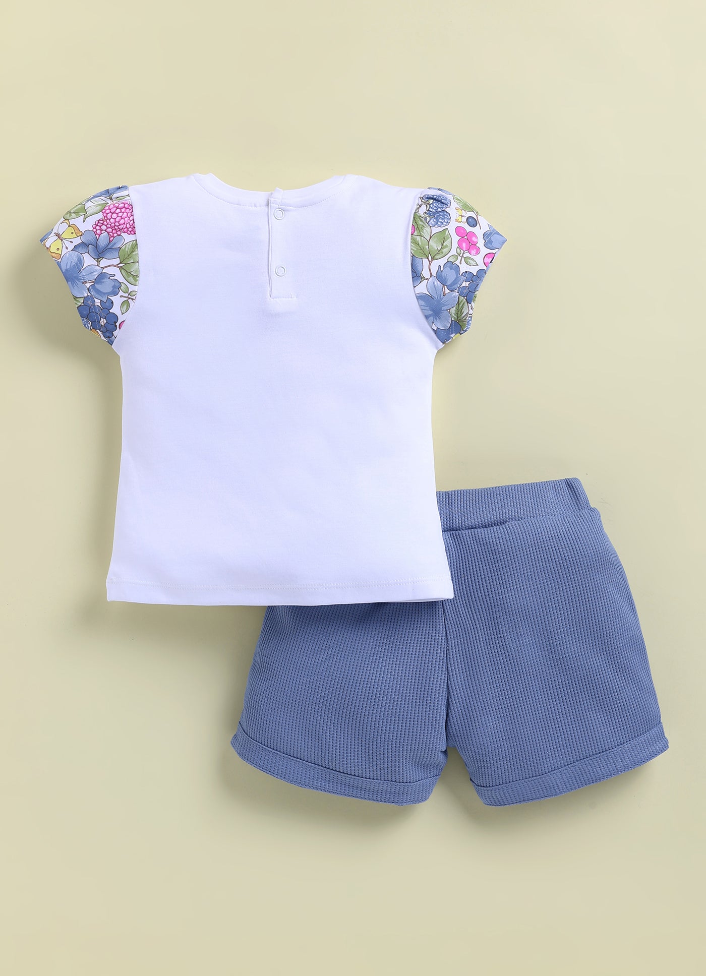 Annie Girls Floral & Berry Print Top and Blue Shorts Set
