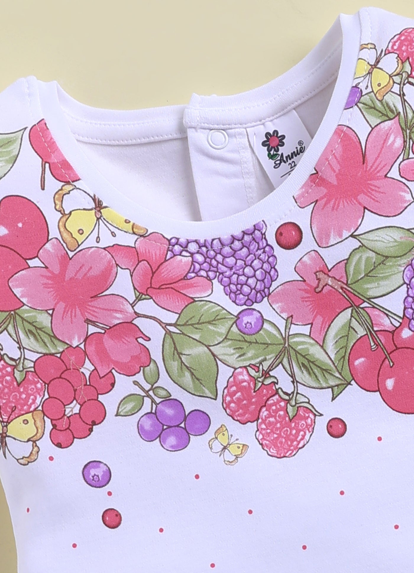 Annie Girls Floral & Berry Print Top and Red Shorts Set