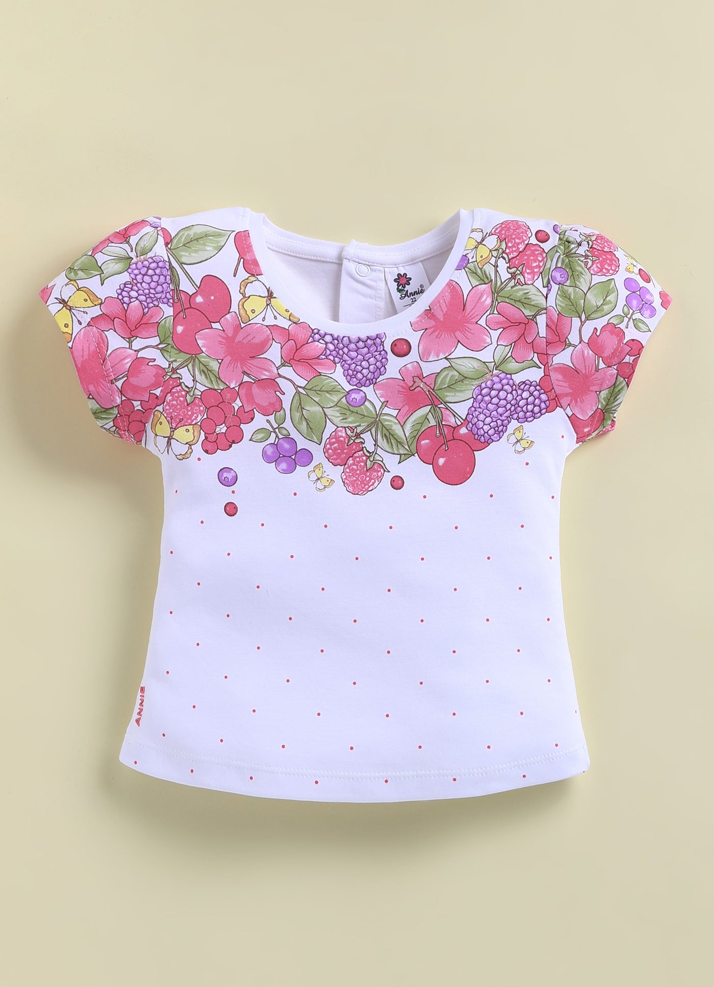 Annie Girls Floral & Berry Print Top and Red Shorts Set