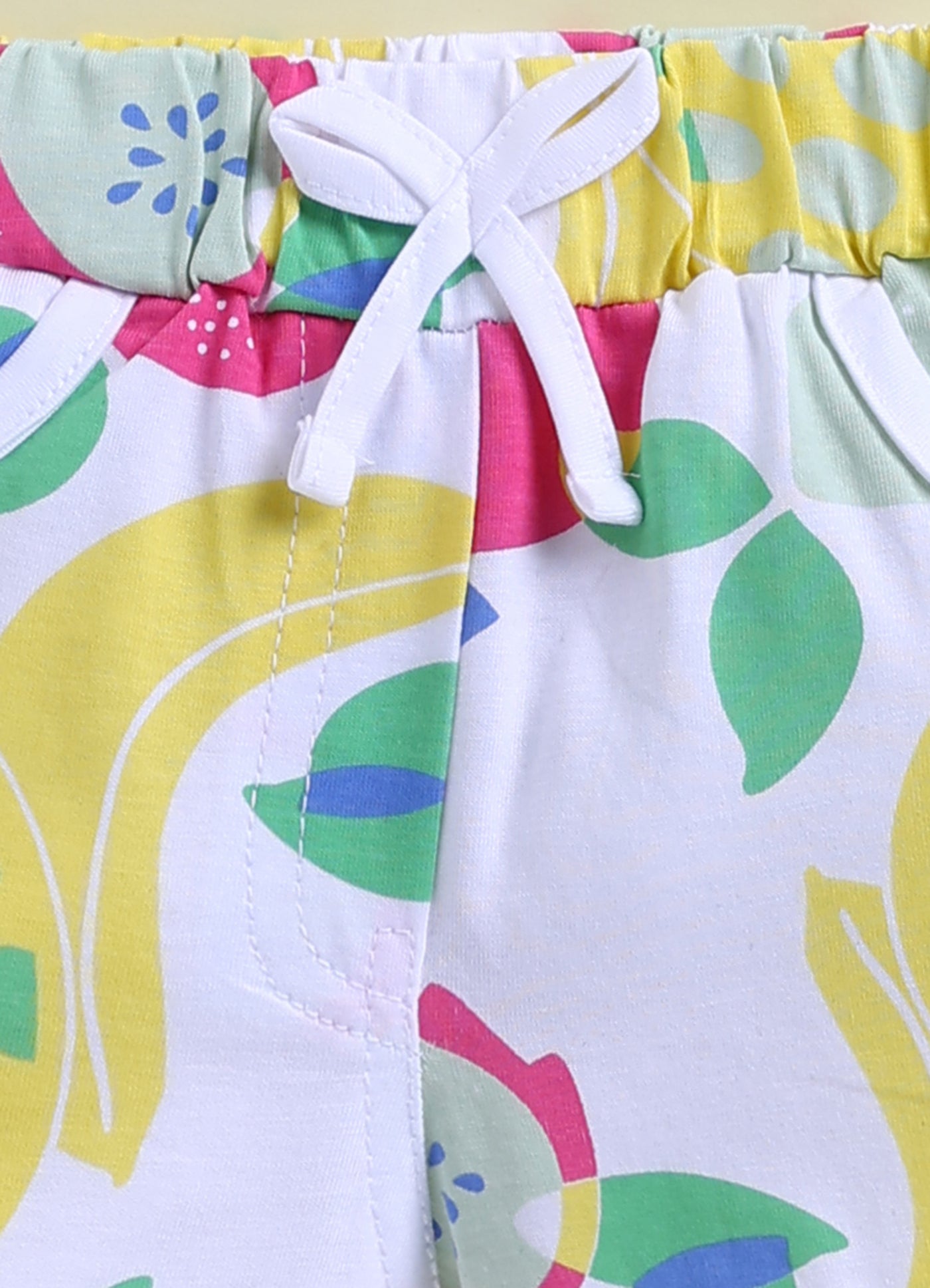 Annie Girls Tropical Fruit Print White T-Shirt and Shorts Set