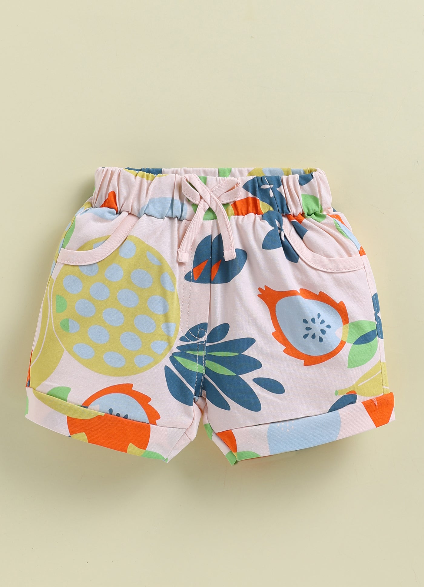 Annie Girls Tropical Fruit Print Baby PinkT-Shirt and Shorts Set