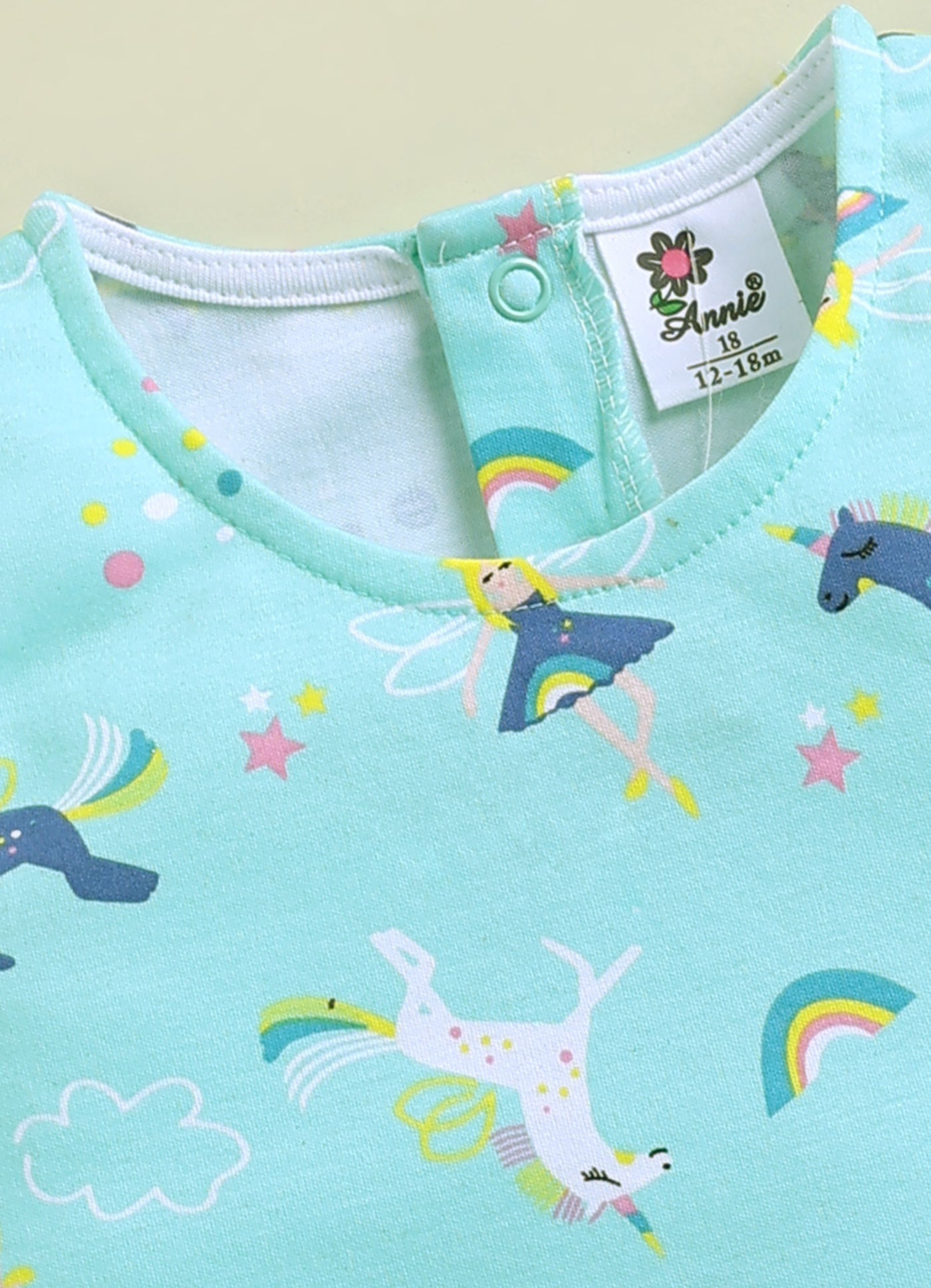 Annie Girls Magical Unicorn & Fairy Print Sleeveless Frock - Mint Green
