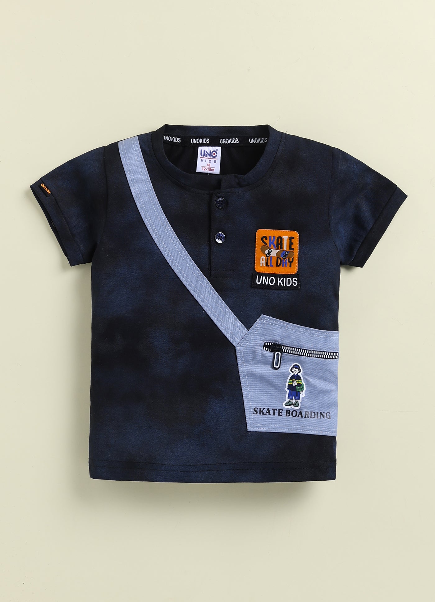 Unokids Boys "Skate All Day" Graphic T-Shirt and Cargo Shorts Set - Navy Blue