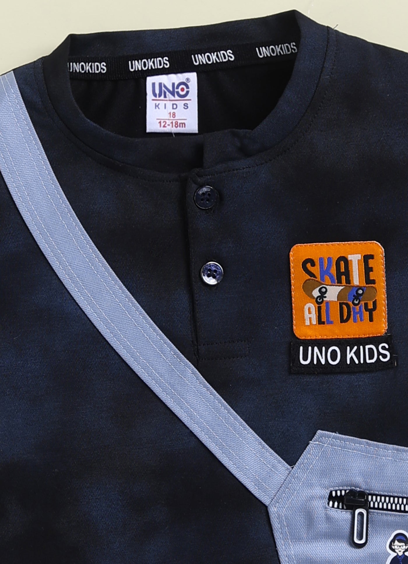 Unokids Boys "Skate All Day" Graphic T-Shirt and Cargo Shorts Set - Navy Blue