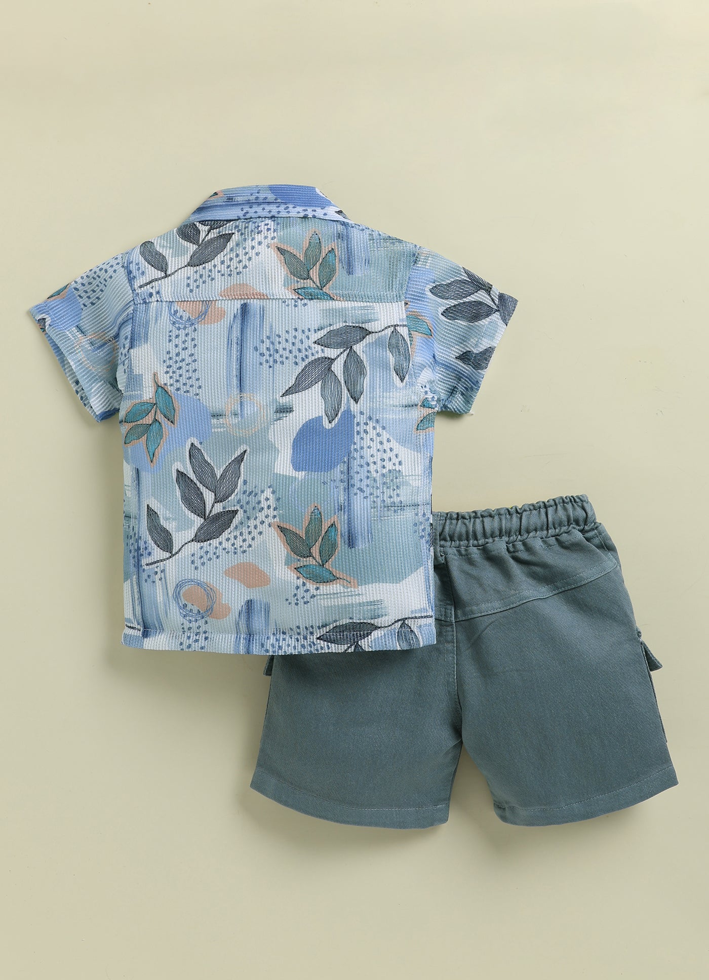 UNO KIDS Tropical Leaf Print 3-Piece Surf Suit Set for Boys-Grey