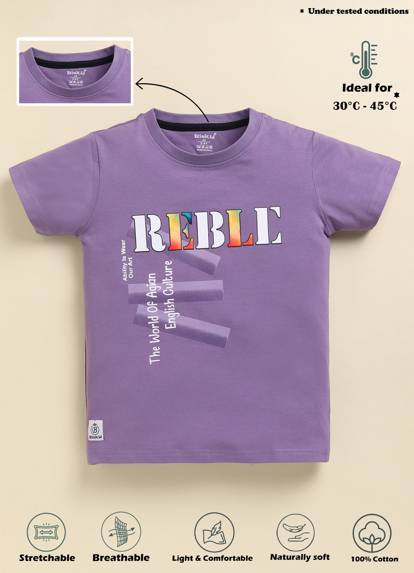 Biskid Boys "SUNSHINE" Typographic Yellow and "REBLE" Purple Graphic Short-Sleeve T-Shirt Combo (Pack of 2)