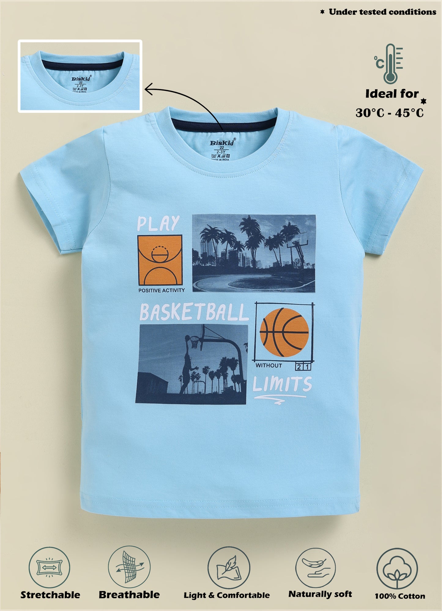 Biskid Boys "PLAY BASKETBALL WITHOUT LIMITS" and "EXPLORE THE WORLD" Graphic Short-Sleeve T-Shirt Combo (Pack of 2)