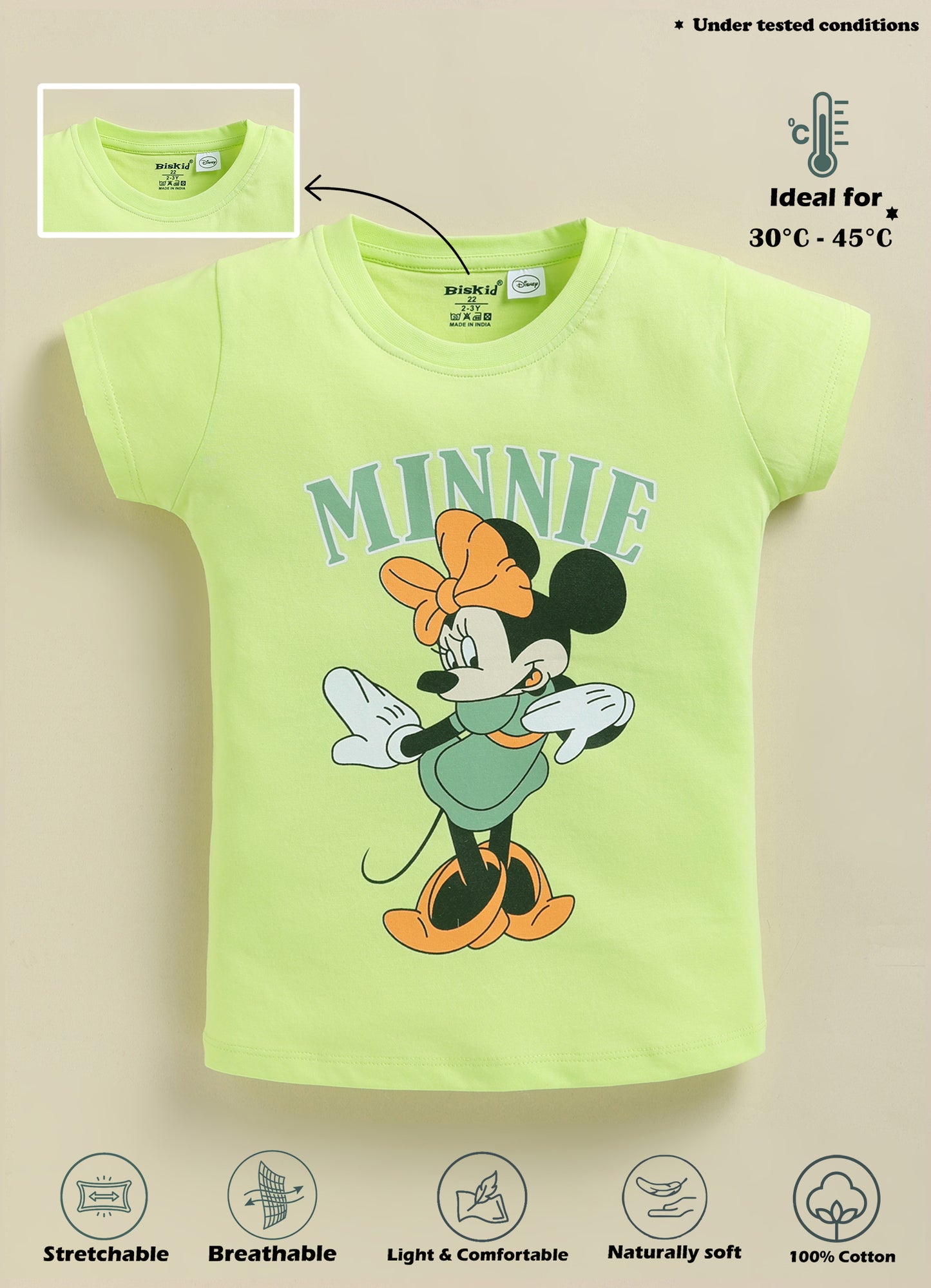 Biskid Girls Disney "Extra Cool" Pink and Minnie Mouse Light Green Short-Sleeve Top Combo (Pack of 2)