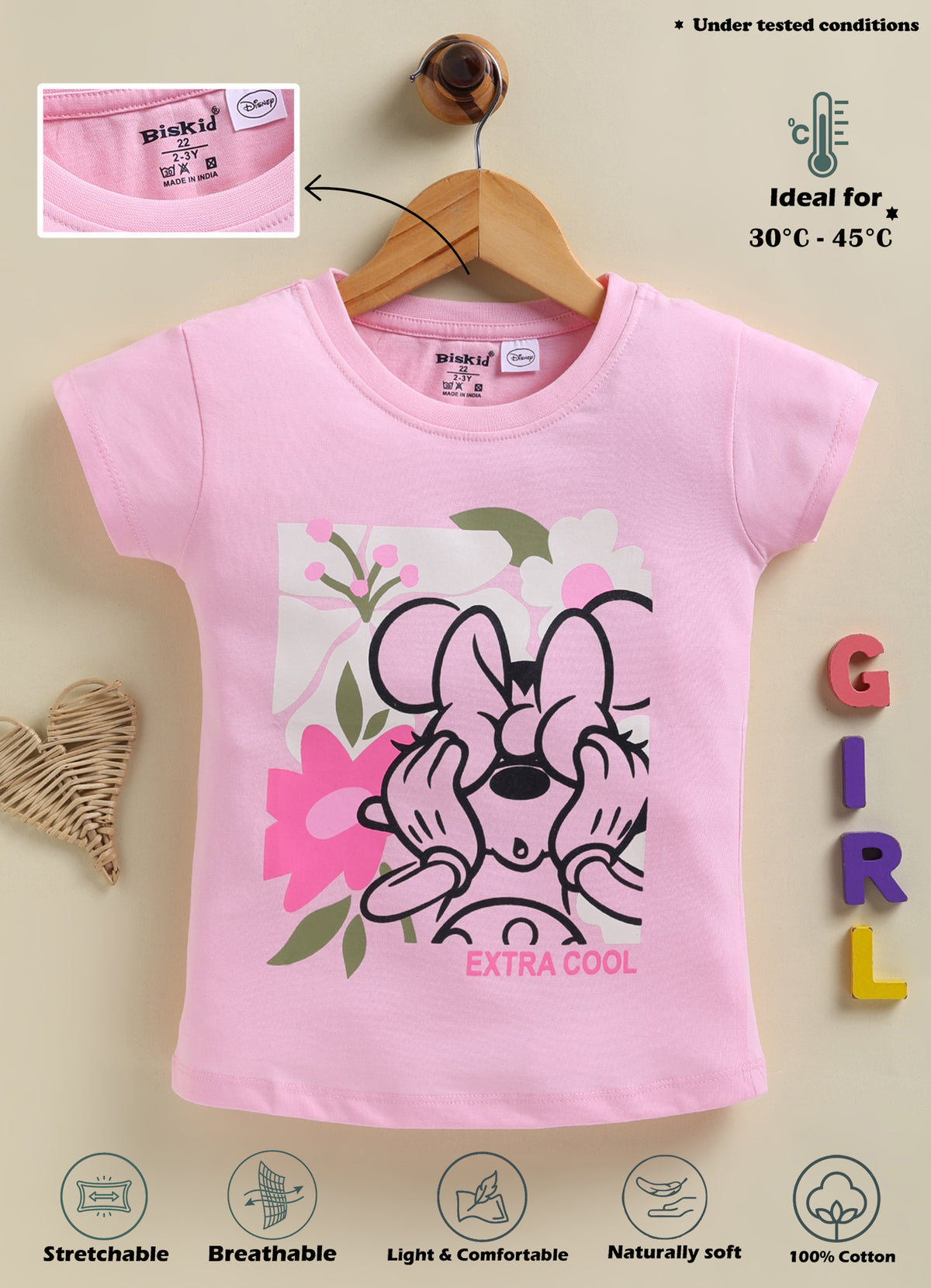 Biskid Girls Disney  Pink and Mint Green Short-Sleeve Top Combo (Pack of 2)