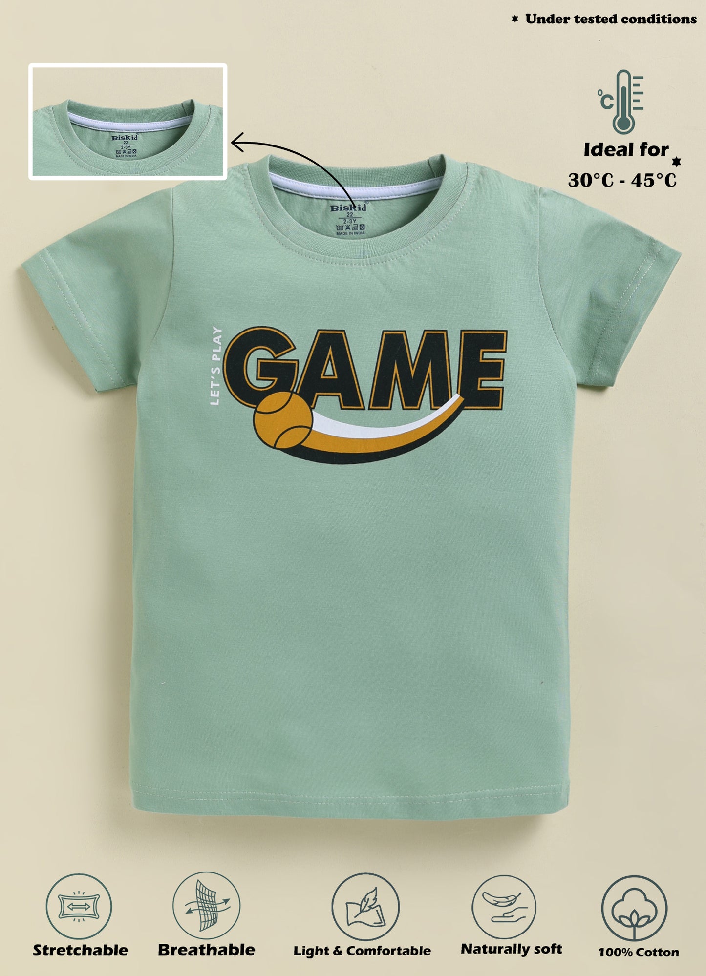 Biskid Boys "GAME" Graphic Crew Neck T-Shirt - Mint Green