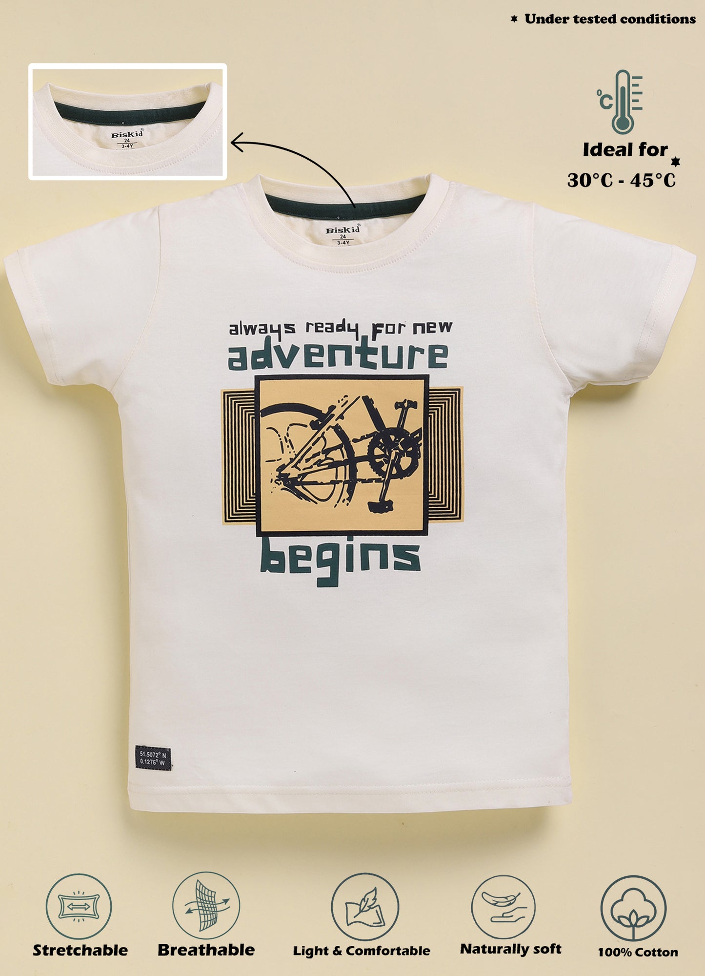 Biskid Boys "Adventure Begins" Bicycle and "DESERT" Graphic Short-Sleeve T-Shirt Combo (Pack of 2)