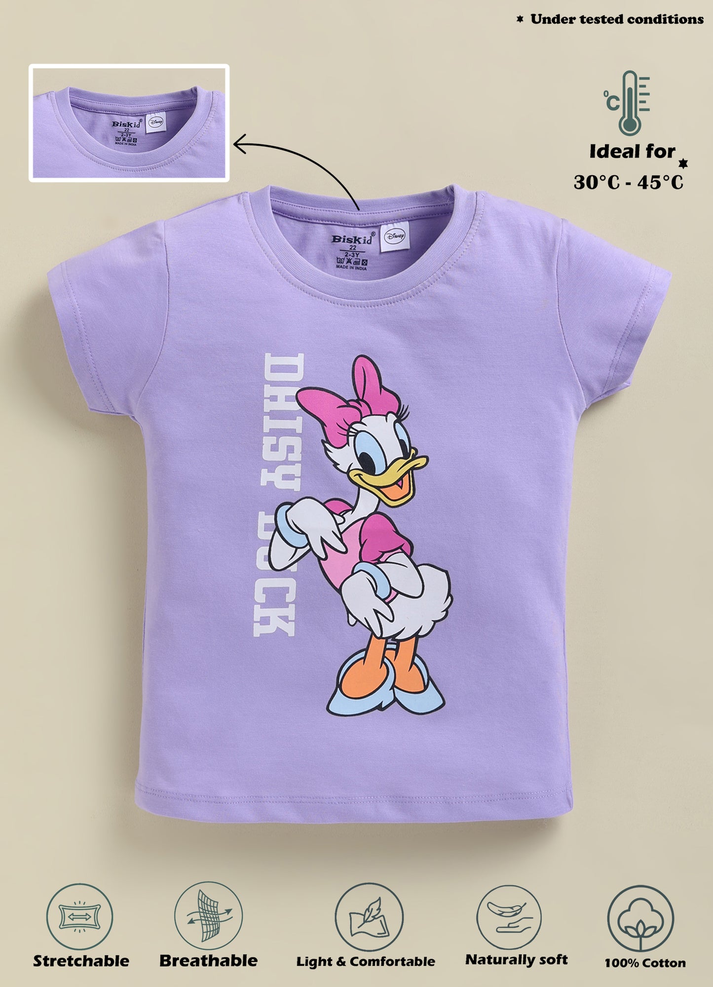 Biskid Girls Disney Daisy Duck Purple and Minnie Mouse Peach Short-Sleeve Top Combo (Pack of 2)