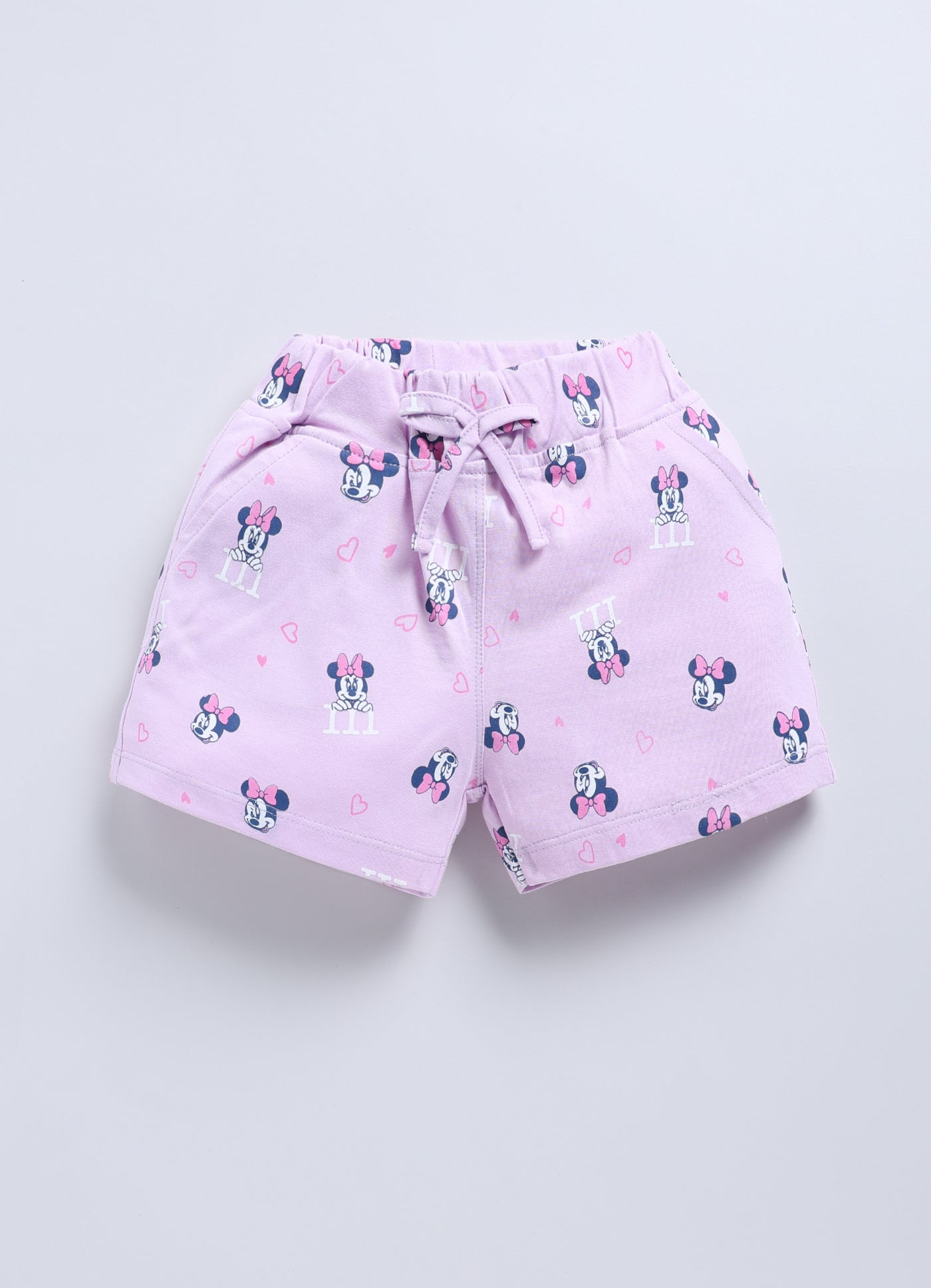Biskid Girls Disney Minnie Mouse Pink Graffiti and Lavender Heart All-Over Print Casual Shorts Combo (Pack of 2)