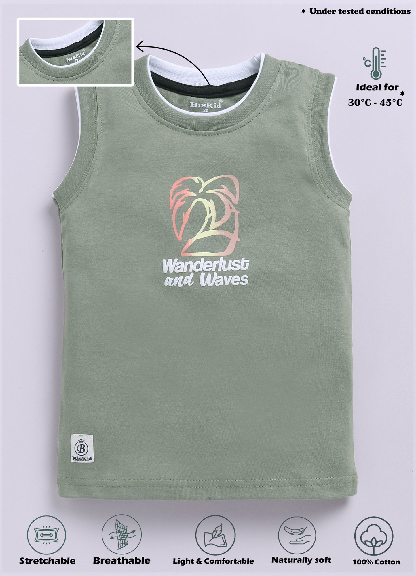 Biskid Boys "Wanderlust and Waves" and "FLORIDA SUNSET" Graphic Sleeveless Vest Combo (Pack of 2)
