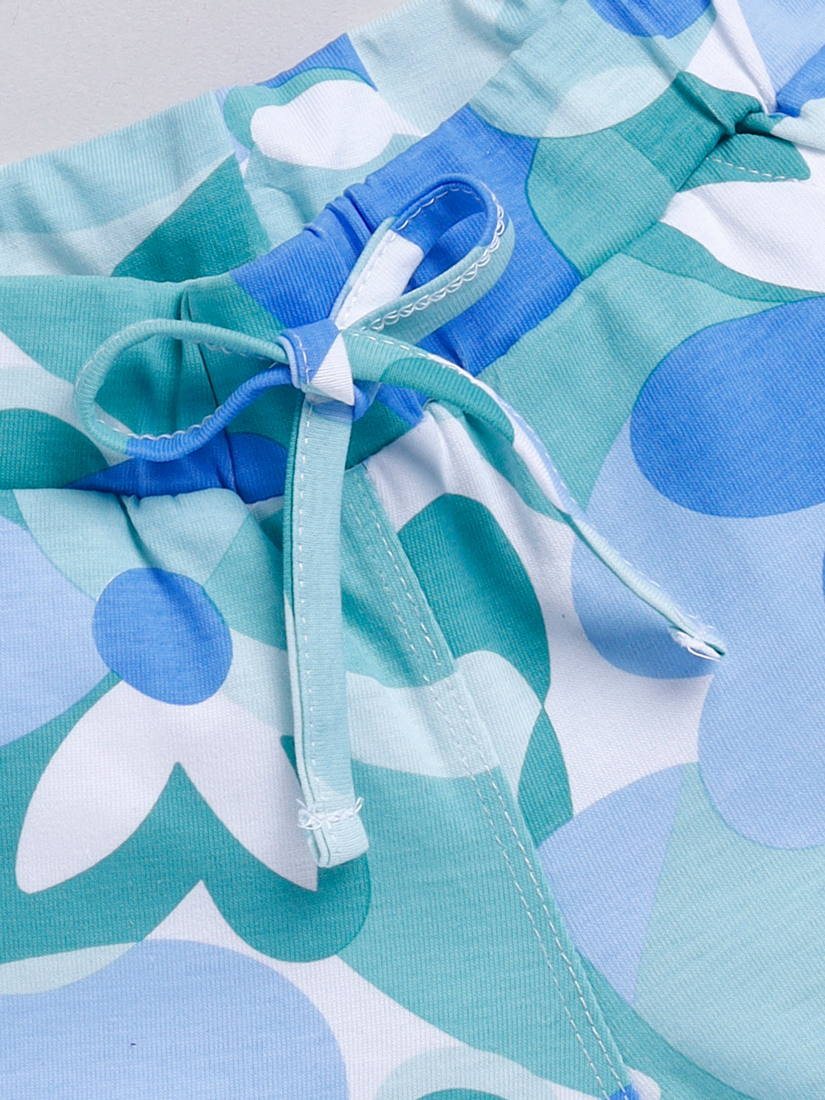 Biskid Blue Retro Floral Print Summer Shorts for Girls