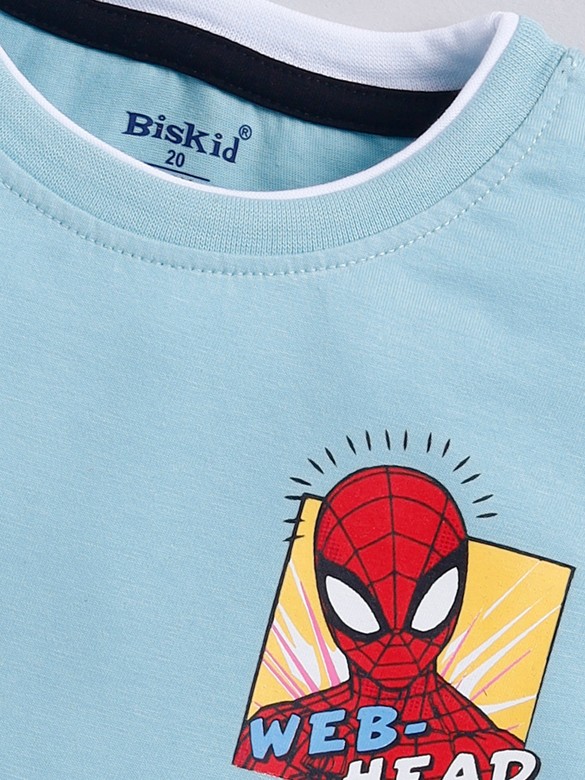 Biskid Boys "Web-Head" Spider-Man Graphic T-Shirt - Sky Blue