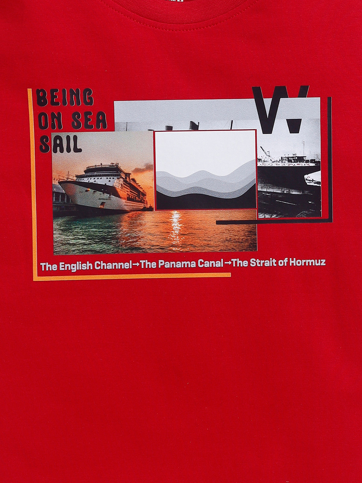 Biskid Boys "Being On Sea" Nautical Graphic T-Shirt - Red