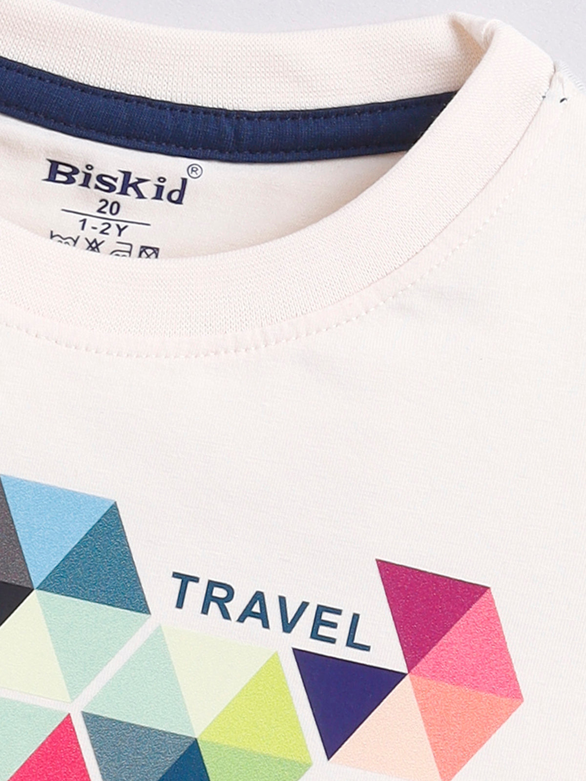 Biskid Boys "To Travel Is To Live" Geometric Graphic T-Shirt - Beige