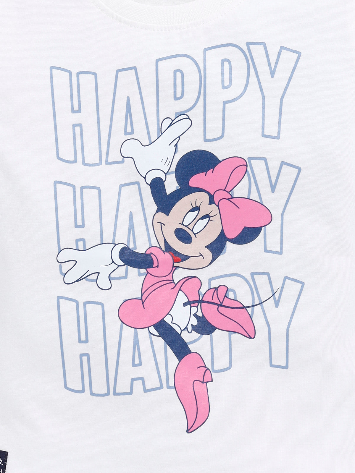 Biskid Girls "Happy" Minnie Mouse Graphic T-Shirt - Off-White