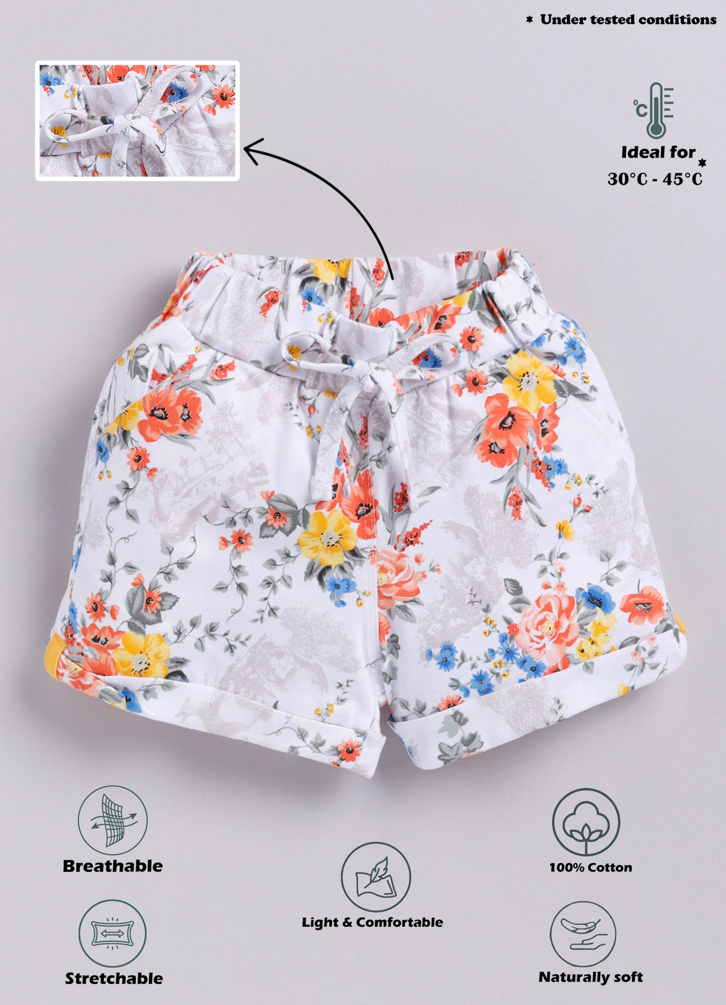 Biskid Vintage Garden Floral Shorts for Girls