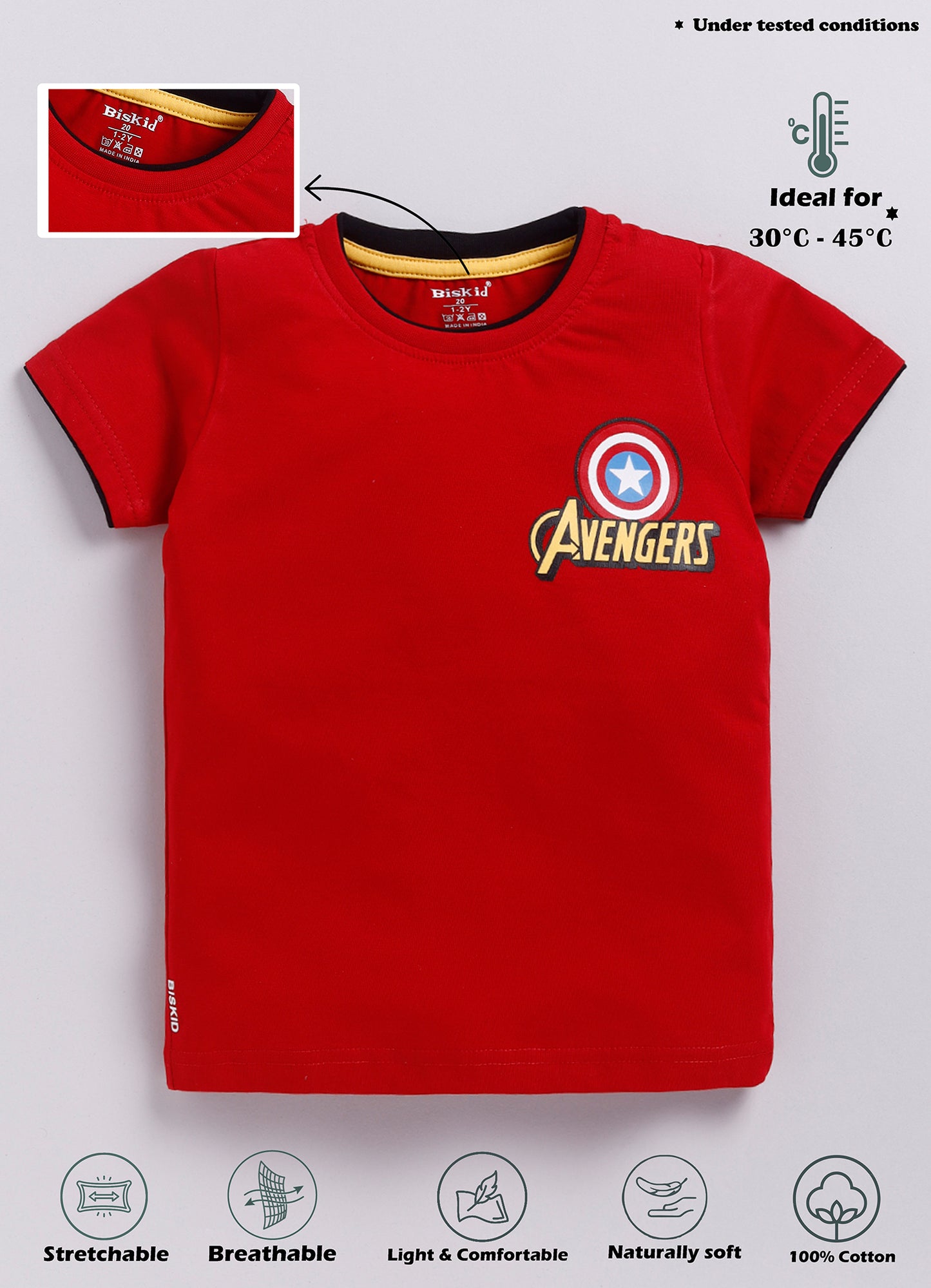 Biskid Boys "Avengers" Captain America Graphic T-Shirt - Red