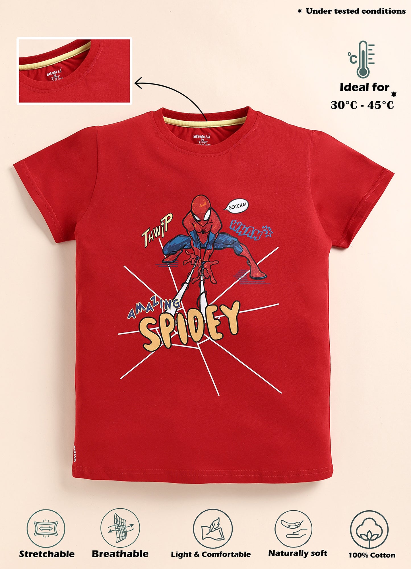 Biskid Boys "Amazing Spidey" Spider-Man Graphic T-Shirt - Red