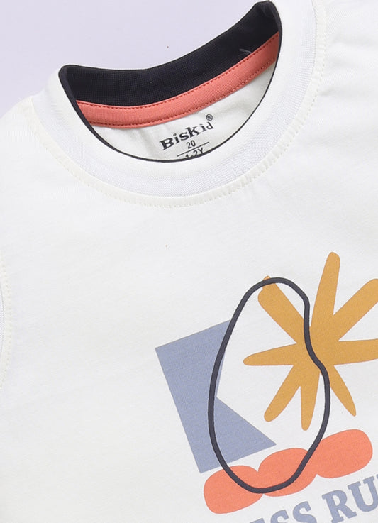 Light Lemon Printed T-Shirt for Boys by Biskid