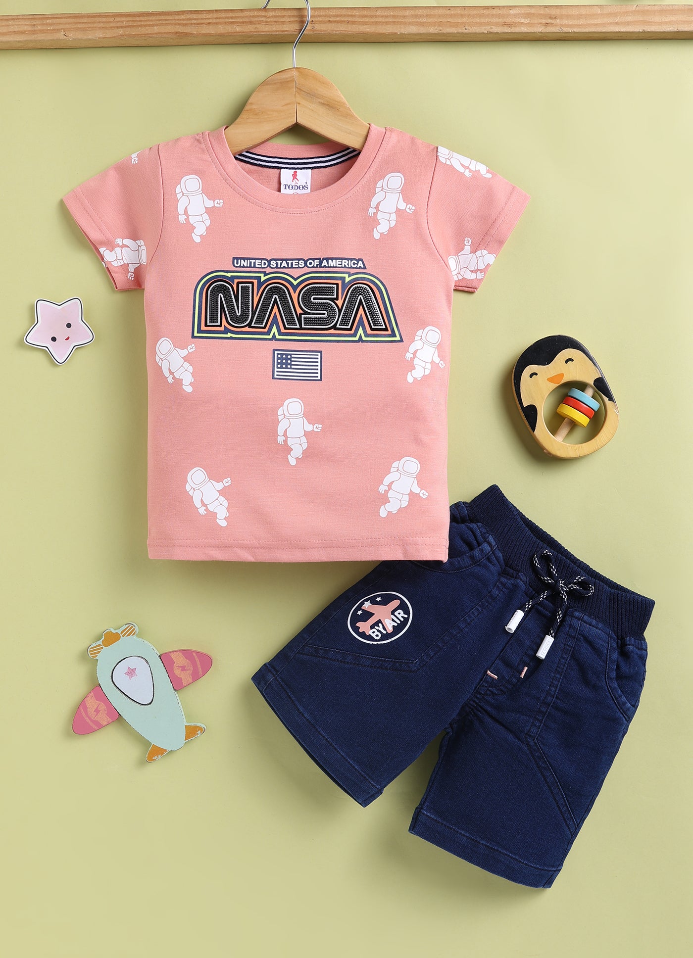 TODOS Boys NASA Graphic T-Shirt and Shorts Set