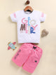 Boys Peach Geometry Printed Clothing Set