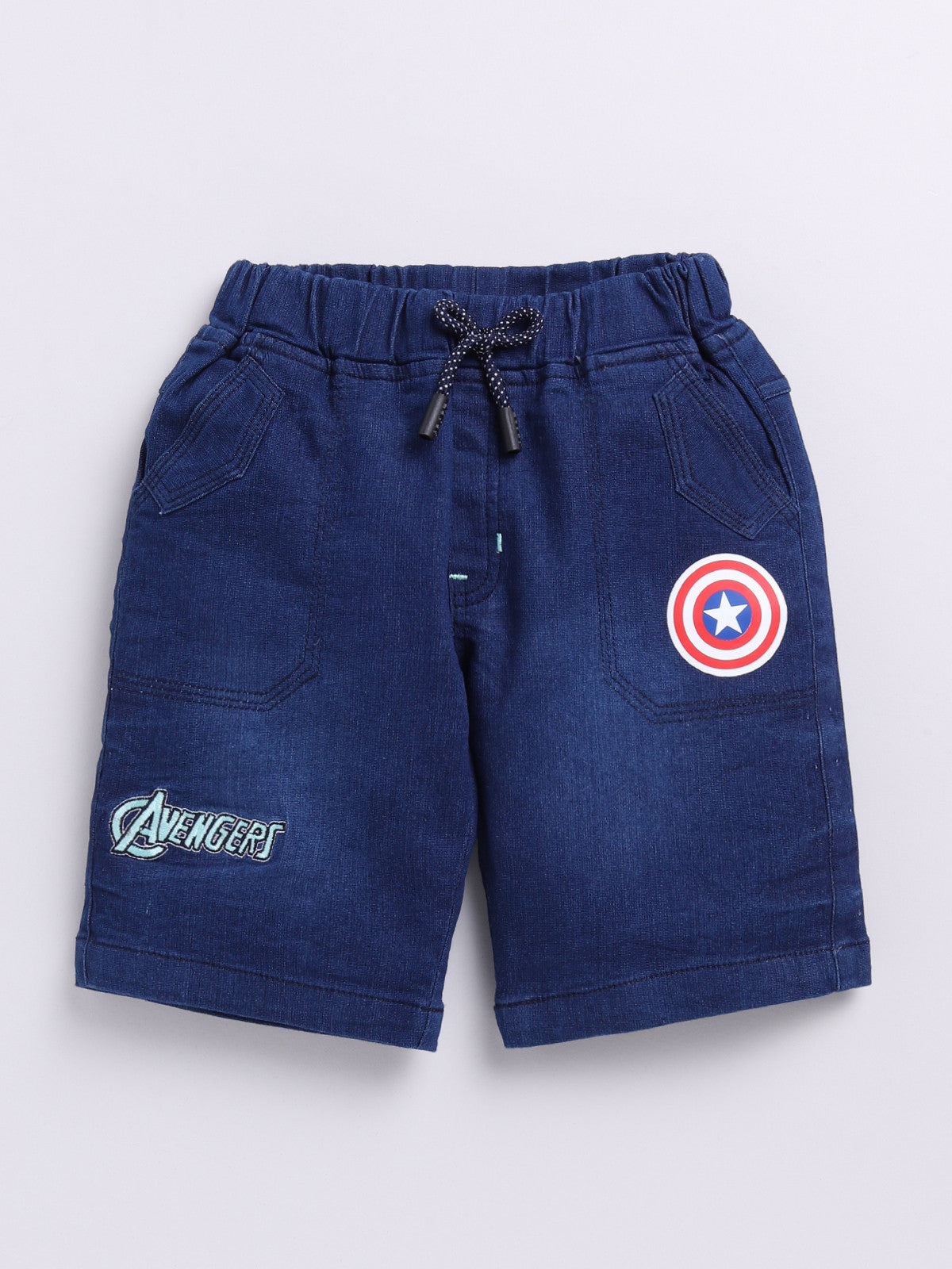 Sea Green Captain Amarica Printed T-Shirt Pant Set for Boys by Todos