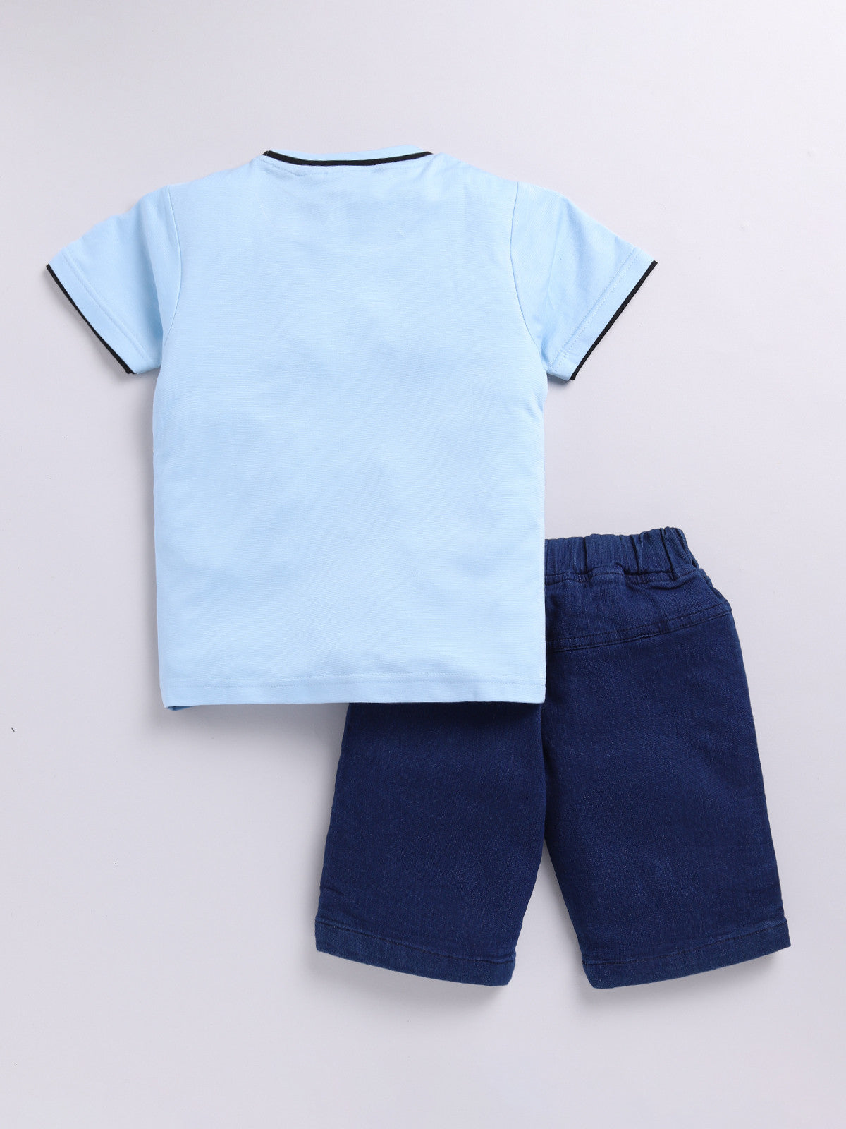 Sky Blue Captain Amarica Printed T-Shirt Pant Set for Boys by Todos