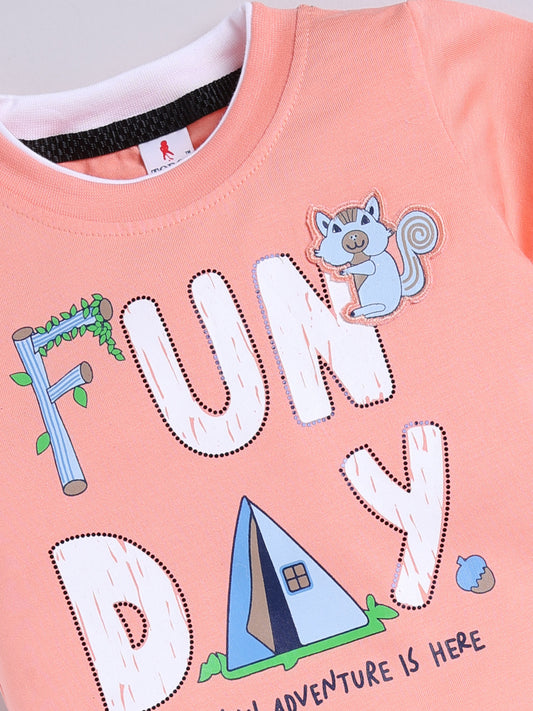 Pink Printed T-Shirt Pant Set for Boys by Todos