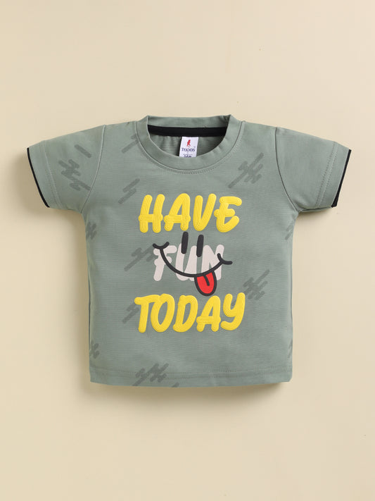 Green Printed T-Shirt Pant Set for Boys by Todos