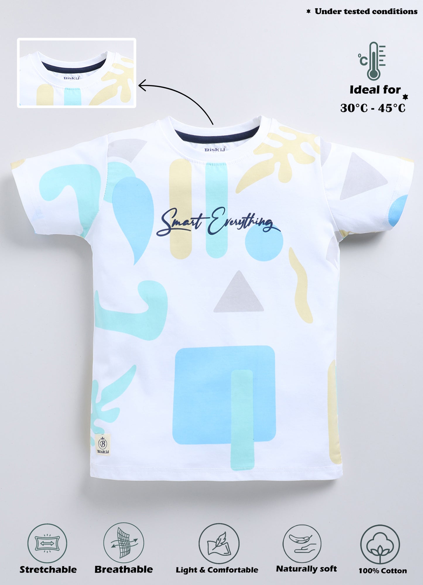 Biskid Boys "Smart Everything" Abstract Graphic T-Shirt - White & Blue