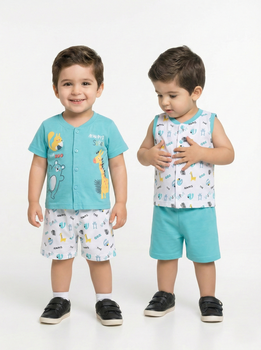 Boys Mint Green Zoo Print Clothing Set