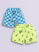 Biskid Girls Disney "Mickey & Friends" Pack of 2 Snoopy Blue Checkered and Mickey Mouse Lemon Yellow Tropical Printed Casual Shorts